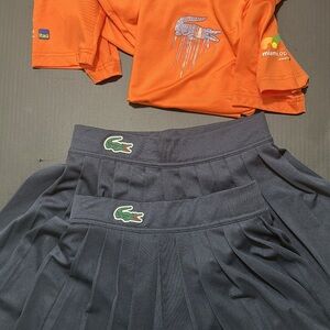 Lacoste Vibrant Orange Top and Navy Blue Skirt Duo